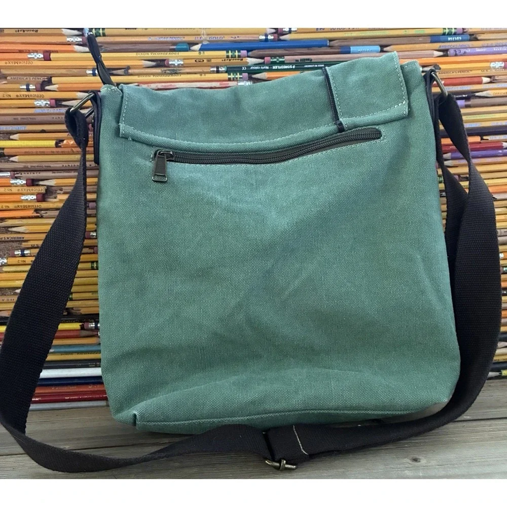 Triple Tree‎ Canvas Messenger Bag Army Green, Cross Body Adjustable